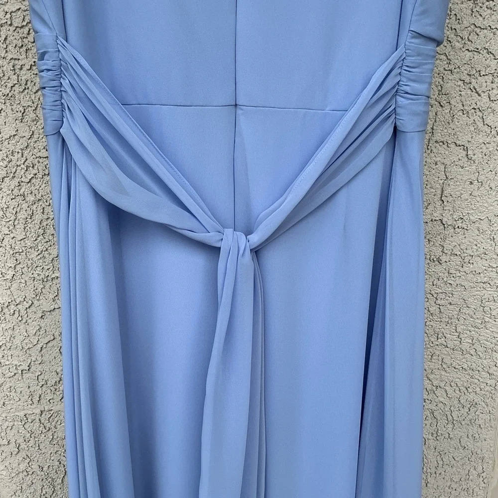 NWT Thread Dessy Group Lux Chiffon Layla Maxi Dress Gown Size 16 Sky Blue TH012